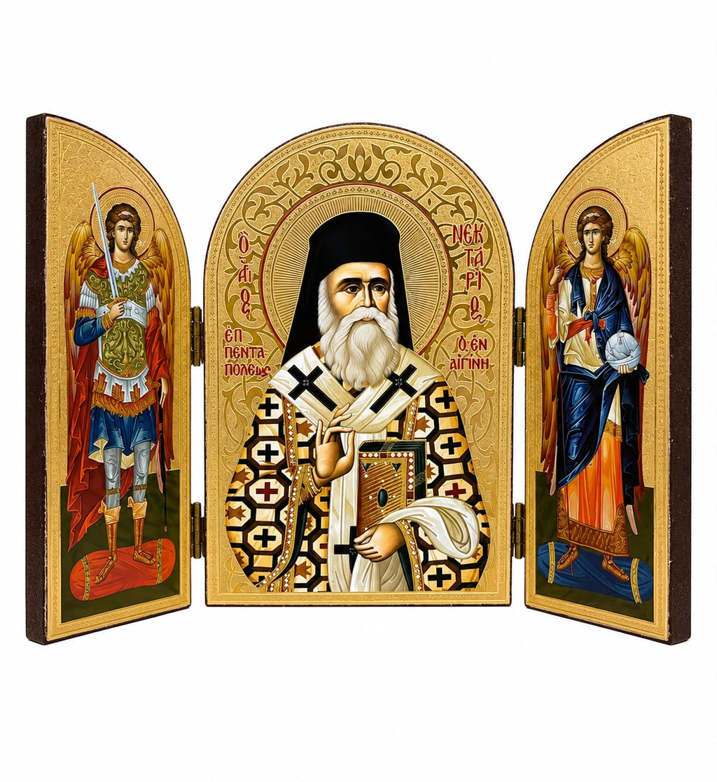 Saint Nectarios of Aegina - Oval Triptych