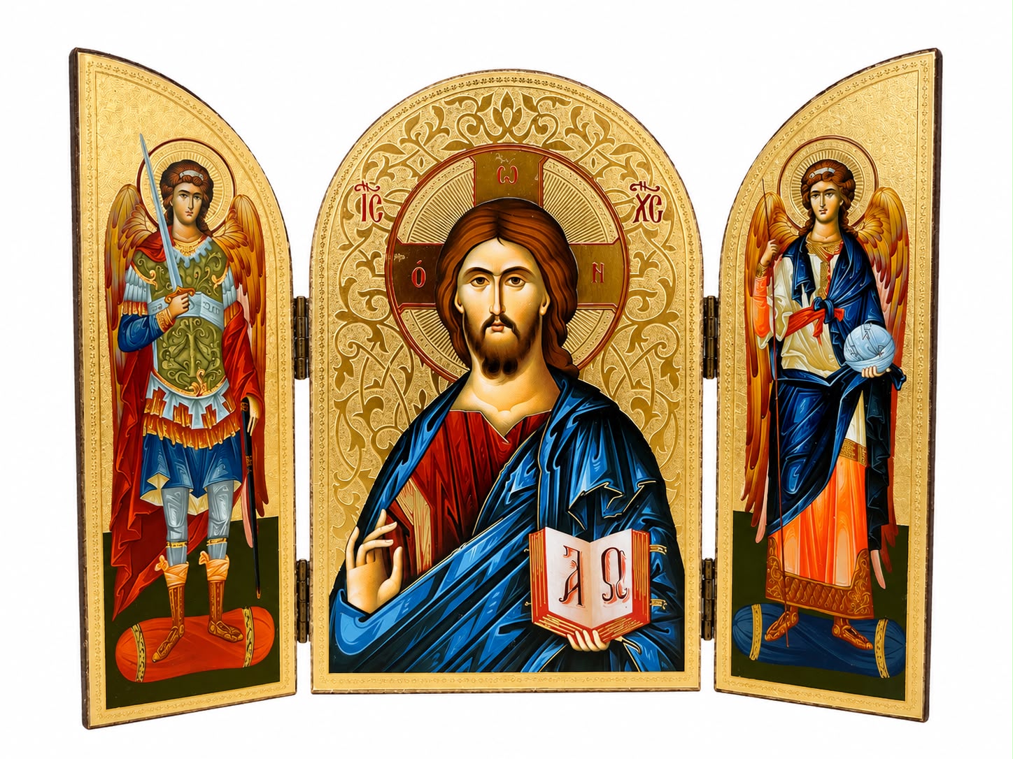 Jesus Christ Pantocrator - Oval Triptych