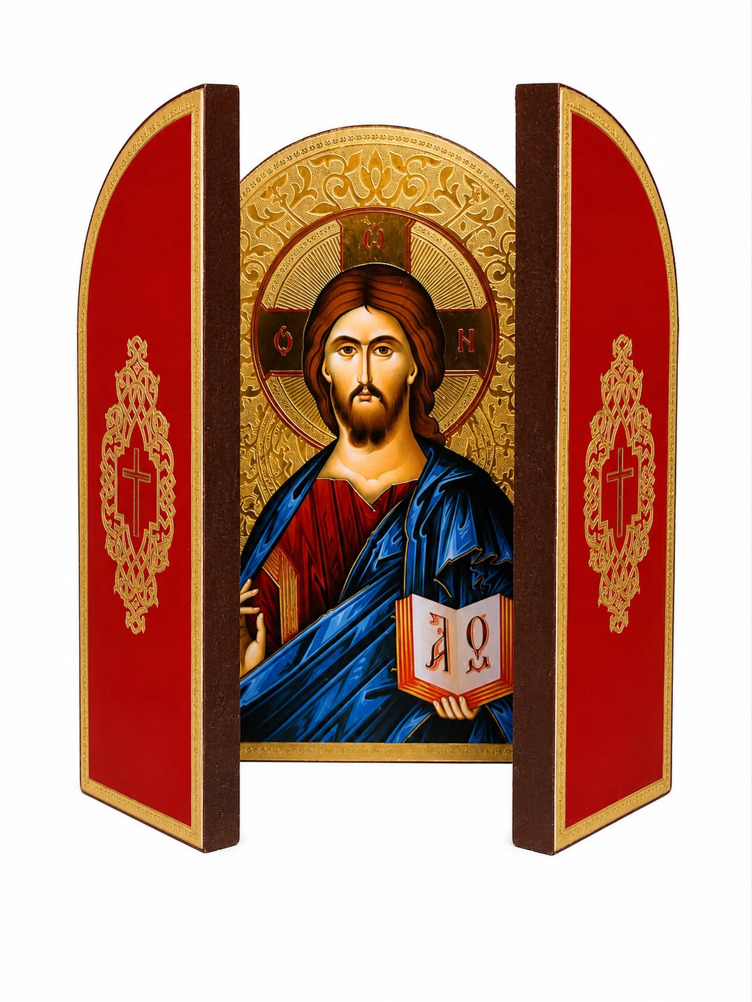 Jesus Christ Pantocrator - Oval Triptych