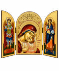 The Virgin Mary “Sweet Kissing” (Glycophilousa) - Oval Triptych