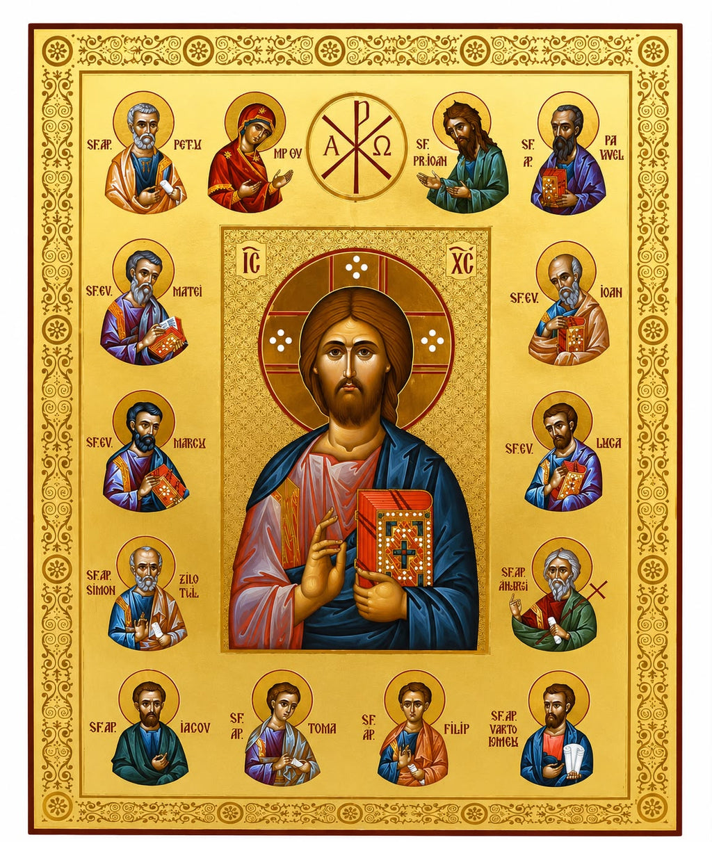 Jesus Christ Surrounded by the Holy Apostles and Evangelists - 40 x 30 cm