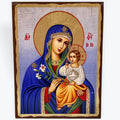 Virgin Mary Eternal Bloom - Aged Wooden Icon In Canvas With Gold Background - Mount Athos