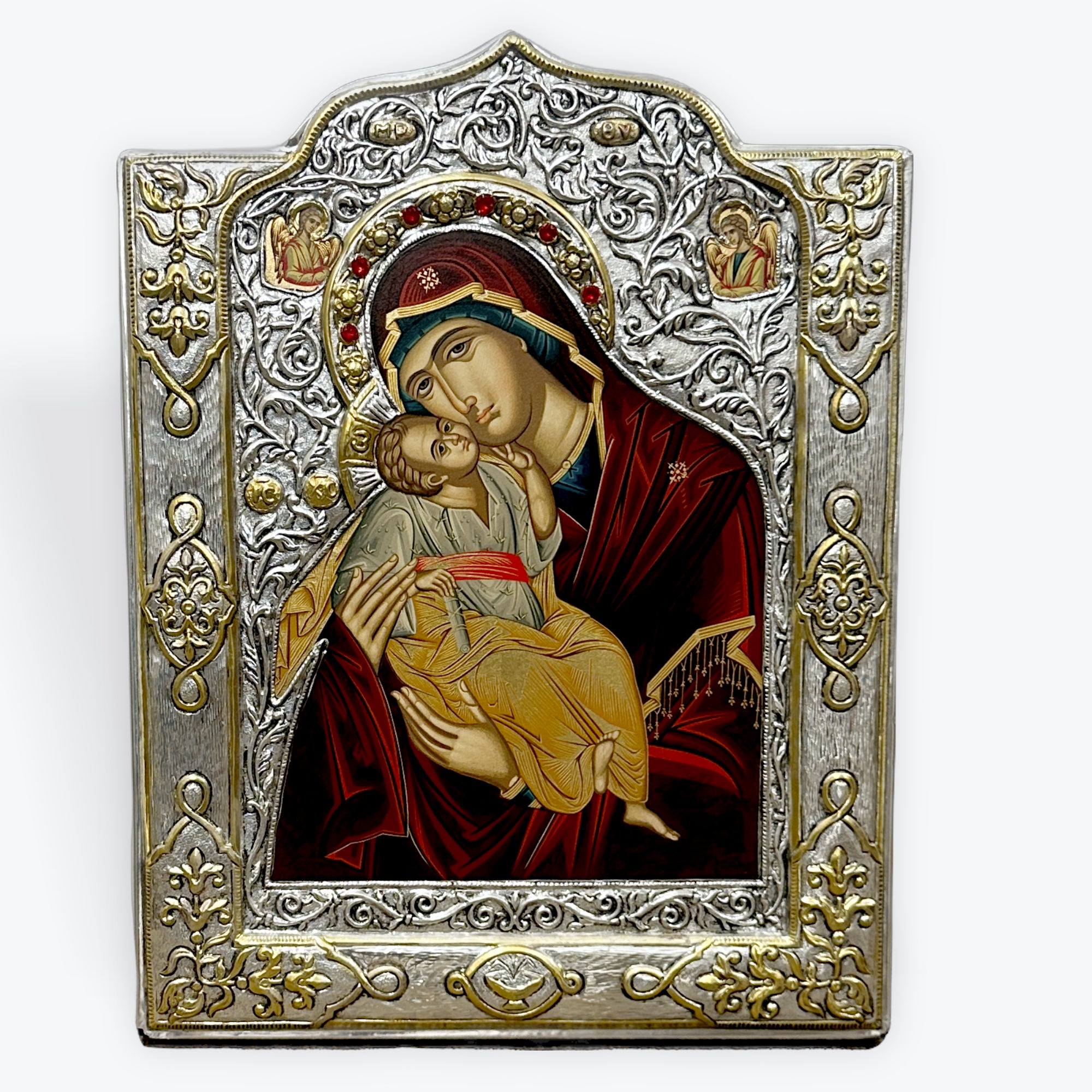 SILVER ICON WITH 24K GOLD & SWAROVSKI CRYSTALS