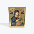 Virgin Mary Perpetual Help - Wooden Icon In Canvas With Gold Background On Carved Wood - Mount Athos