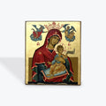 Aged Wooden Icon In Canvas With Gold Background - Mount Athos - 5.5  X 5 CM