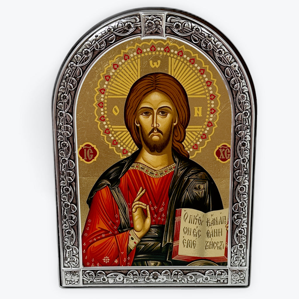 Jesus Christ From Kazan - Metallic Icon On Wood Locally Gold Plated - Mount Athos