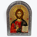 Jesus Christ From Kazan - Metallic Icon On Wood Locally Gold Plated - Mount Athos