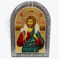 Jesus Christ Good Shepherd - Metallic Icon On Wood Locally Gold Plated - Mount Athos
