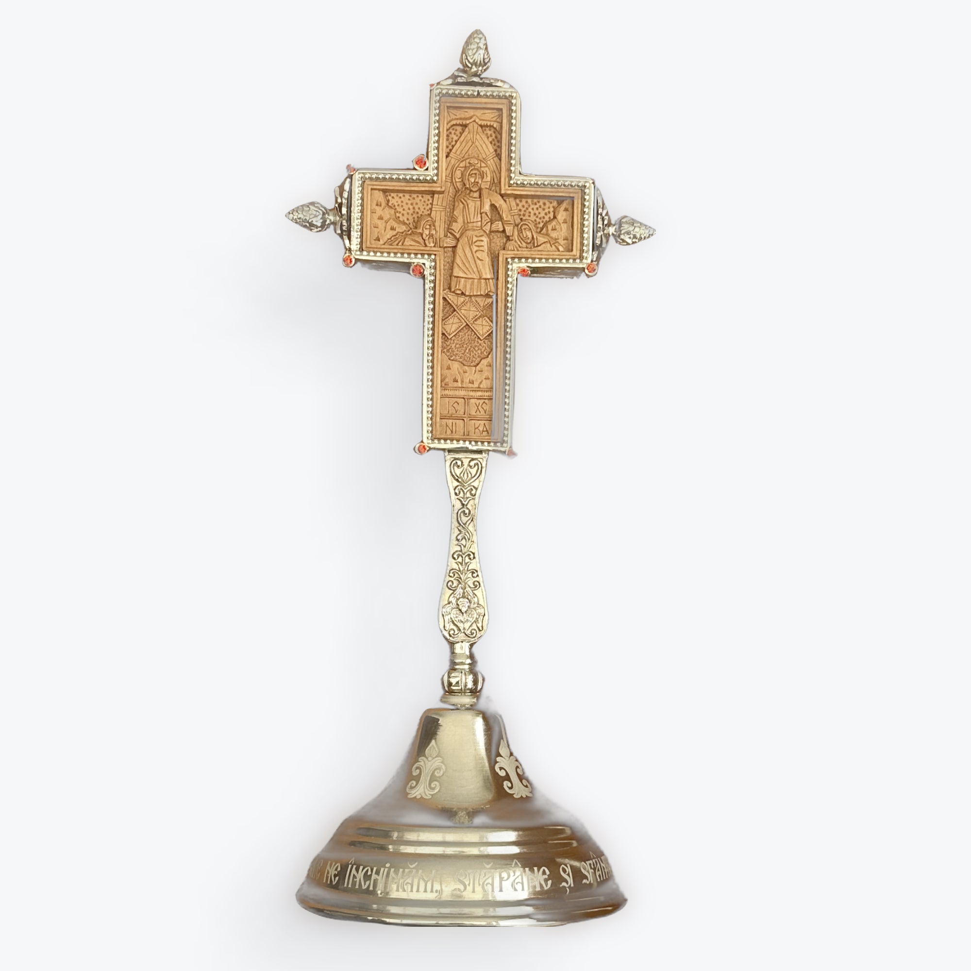 Holy Cross on nickel-plated pedesta