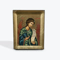Archangel Michael - Wooden Icon In Canvas With Gold Background On Carved Wood - Mount Athos