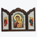 SILVER TRIPTYCH ICON PLATED WITH 22K GOLD – THE MOTHER OF GOD WITH THE CHILD