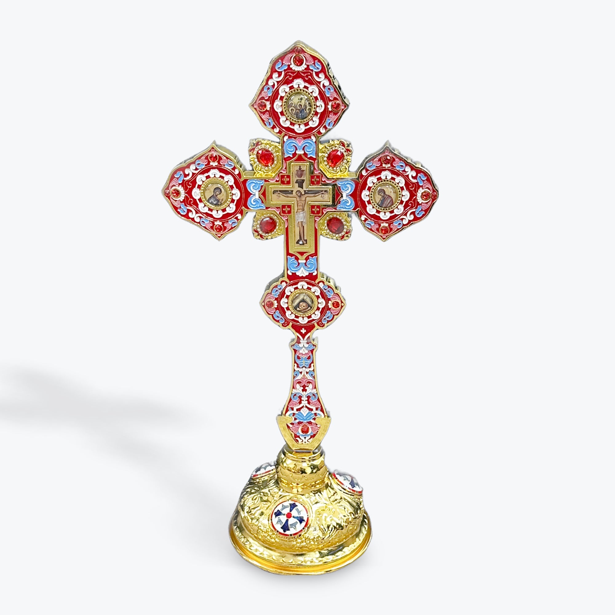 Blessing Cross With Stand - red stones