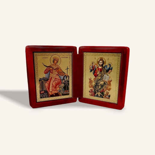 Saint Catherine and Christ the Lord of Glory, Giving His Blessing