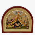 The Birth Of Jesus Christ - Aged Wooden Icon In Canvas With Gold Background - Mount Athos