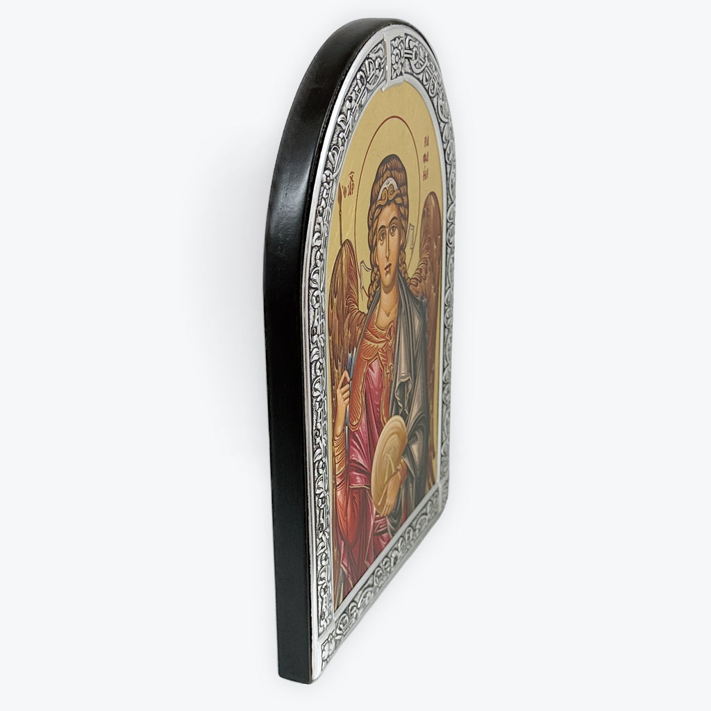 Archangel Raphael - Metallic Icon On Wood, Locally Gold Plated - Mount Athos