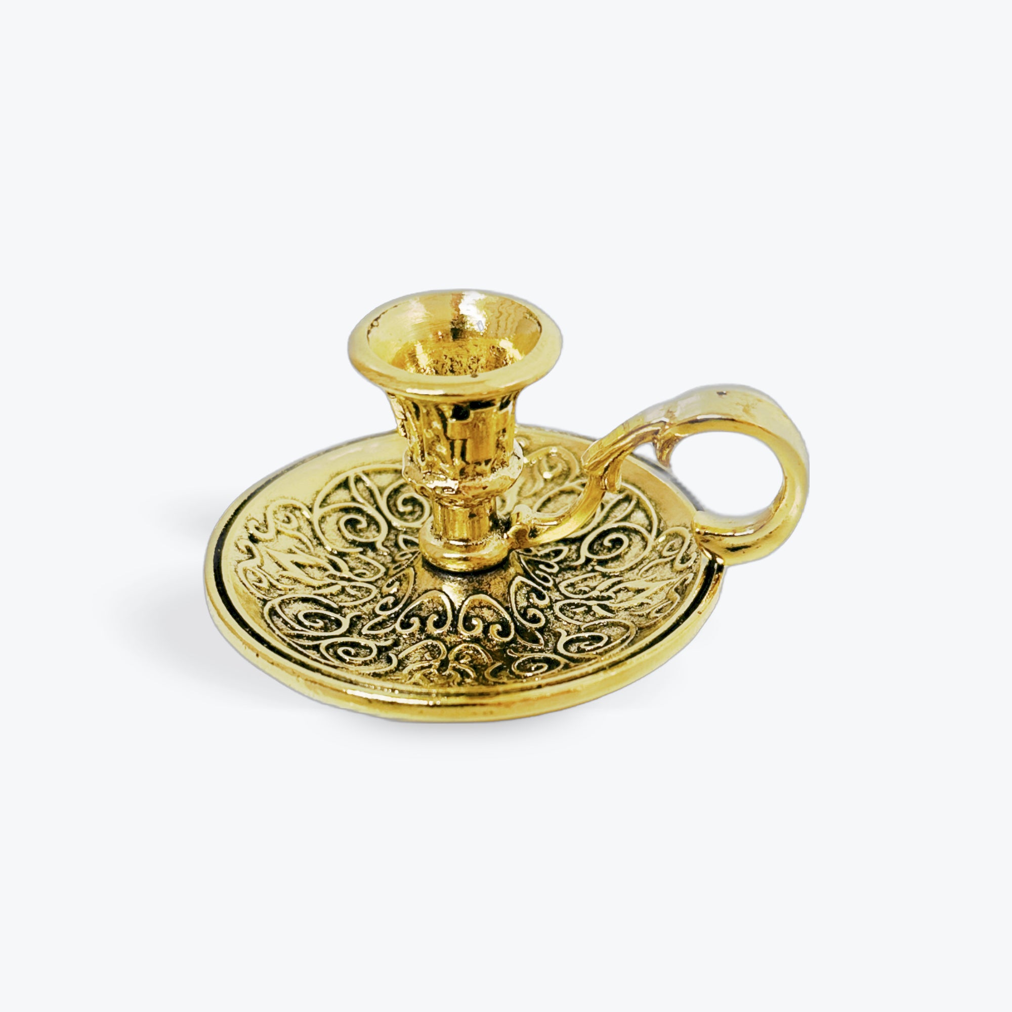Gold Church Candle Holder with Handle