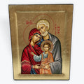The Holy Family - Wooden Icon In Canvas With Gold Background On Carved Wood - Mount Athos