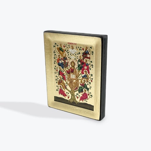 The Vine Tree -  Wooden Icon In Canvas With Gold Background On Carved Wood - Mount Athos