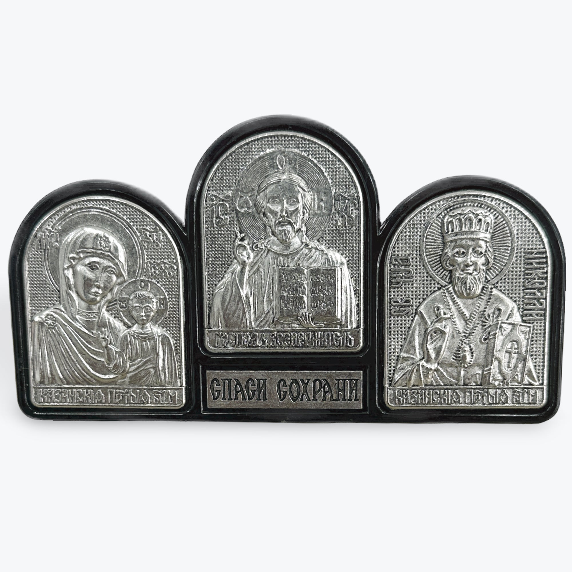 METAL TRIPTYCH ICONS ON PLASTIC BASE WITH ADHESIVE BACKING - 5 pieces