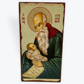 Saint Stylianos - Aged Wooden Icon In Canvas With Gold Background - Mount Athos