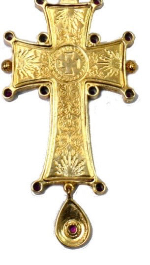 Gilded carved wooden pectoral cross 93554