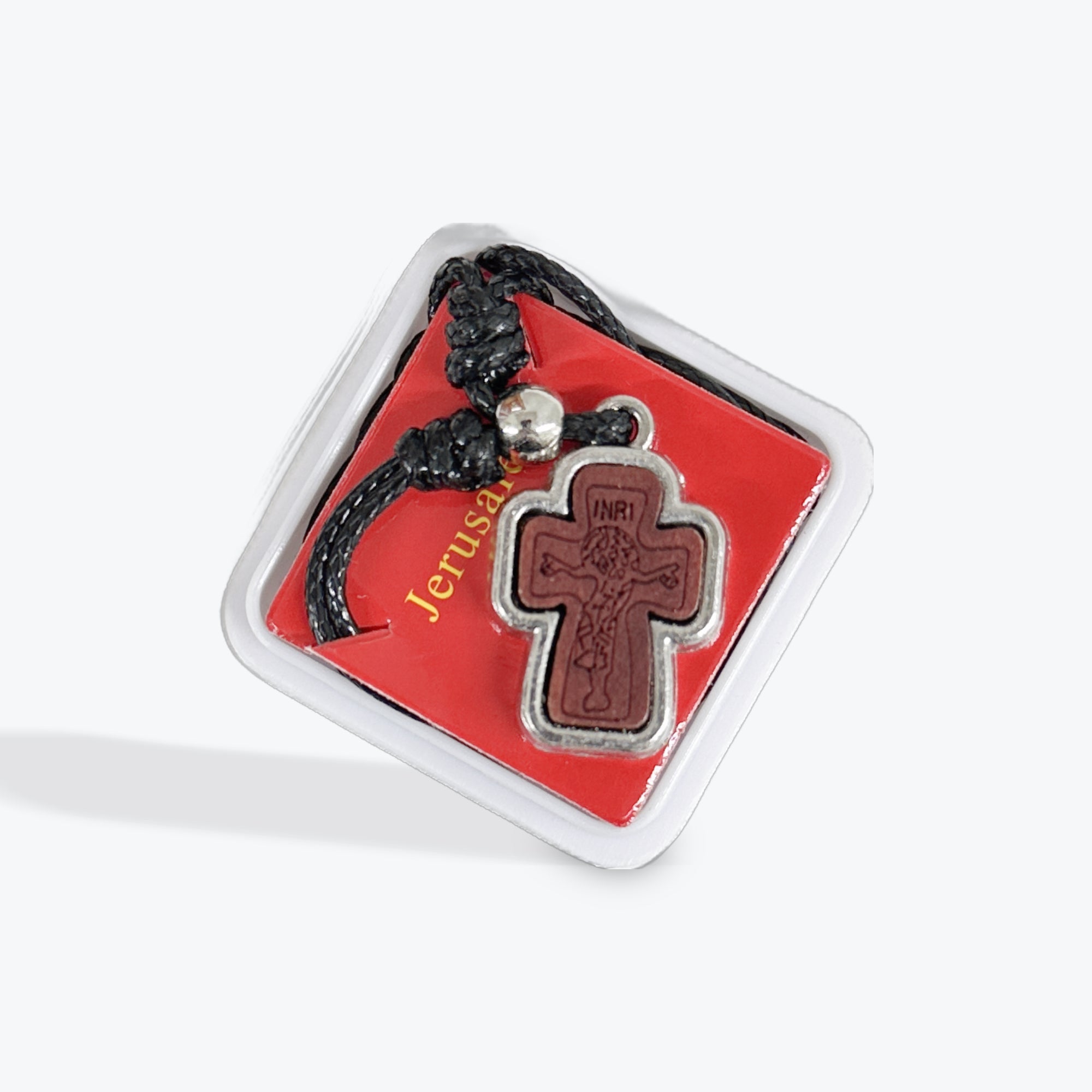 Wooden cross pendant with cord