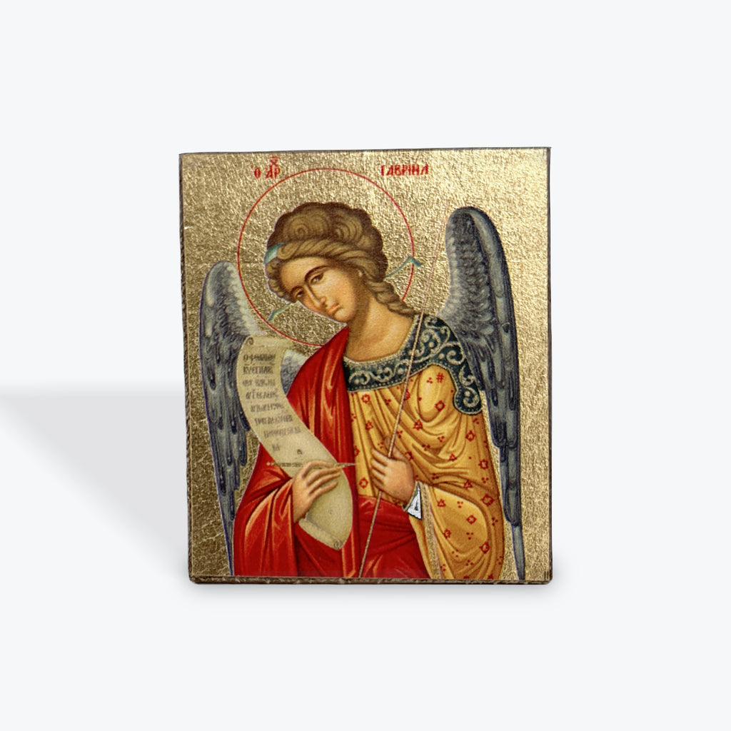Aged Wooden Icon In Canvas With Gold Background - Mount Athos - 5.5  X 5 CM