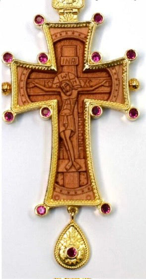 Gilded carved wooden pectoral cross 93554