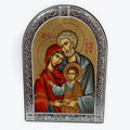 The Holy Family - Metallic Icon On Wood Locally Gold Plated - Mount Athos