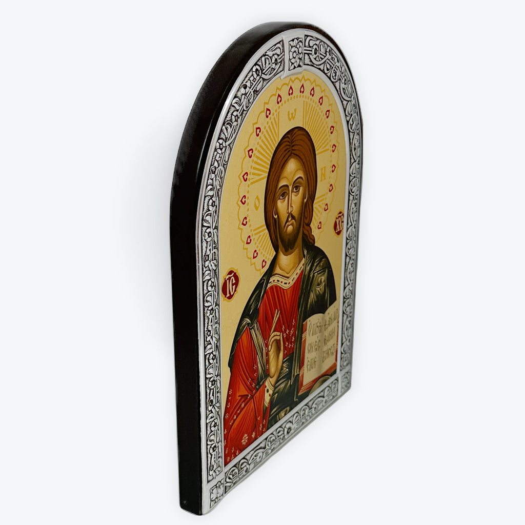 Jesus Christ From Kazan - Metallic Icon On Wood Locally Gold Plated - Mount Athos