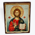 Jesus Christ From Kazan - Aged Wooden Icon In Canvas With Gold Background - Mount Athos