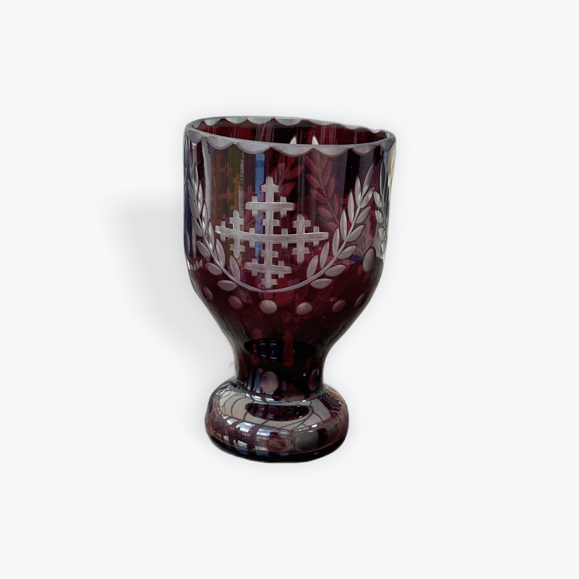 Engraved Glass Cup /  14cm
