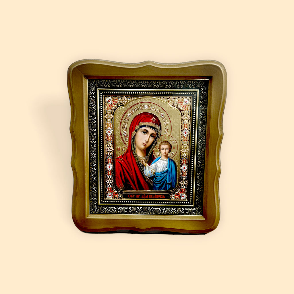 SET OF TWO ORTHODOX ICONS IN WOODEN FRAME - UNDER GLASS PROTECTION