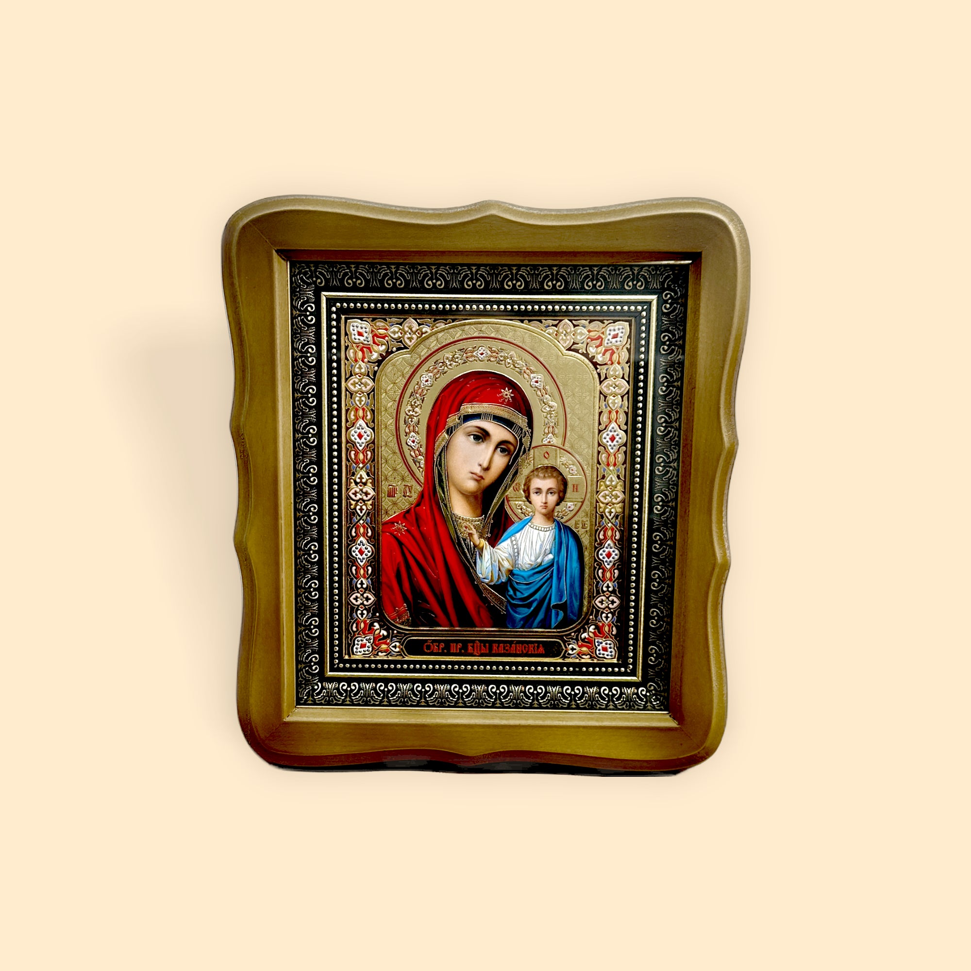 SET OF TWO ORTHODOX ICONS IN WOODEN FRAME - UNDER GLASS PROTECTION