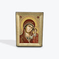 Virgin Mary Of Kazan - Wooden Icon In Canvas With Gold Background On Carved Wood - Mount Athos